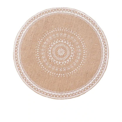 Boho Style Round Embroidery Placemat Set