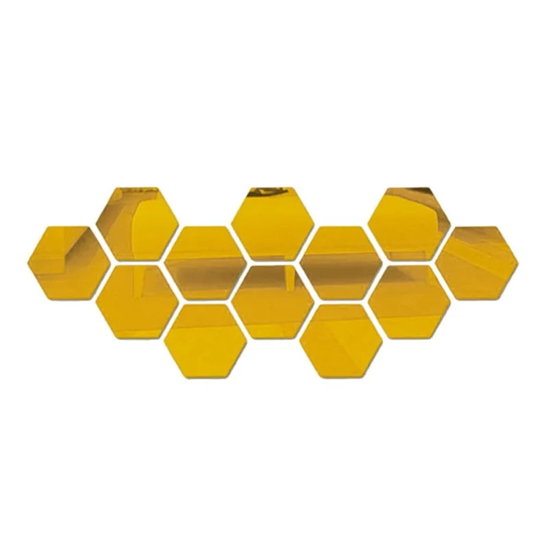 12-Piece Hexagon Mirror Wall Sticker