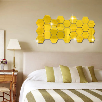 12-Piece Hexagon Mirror Wall Sticker